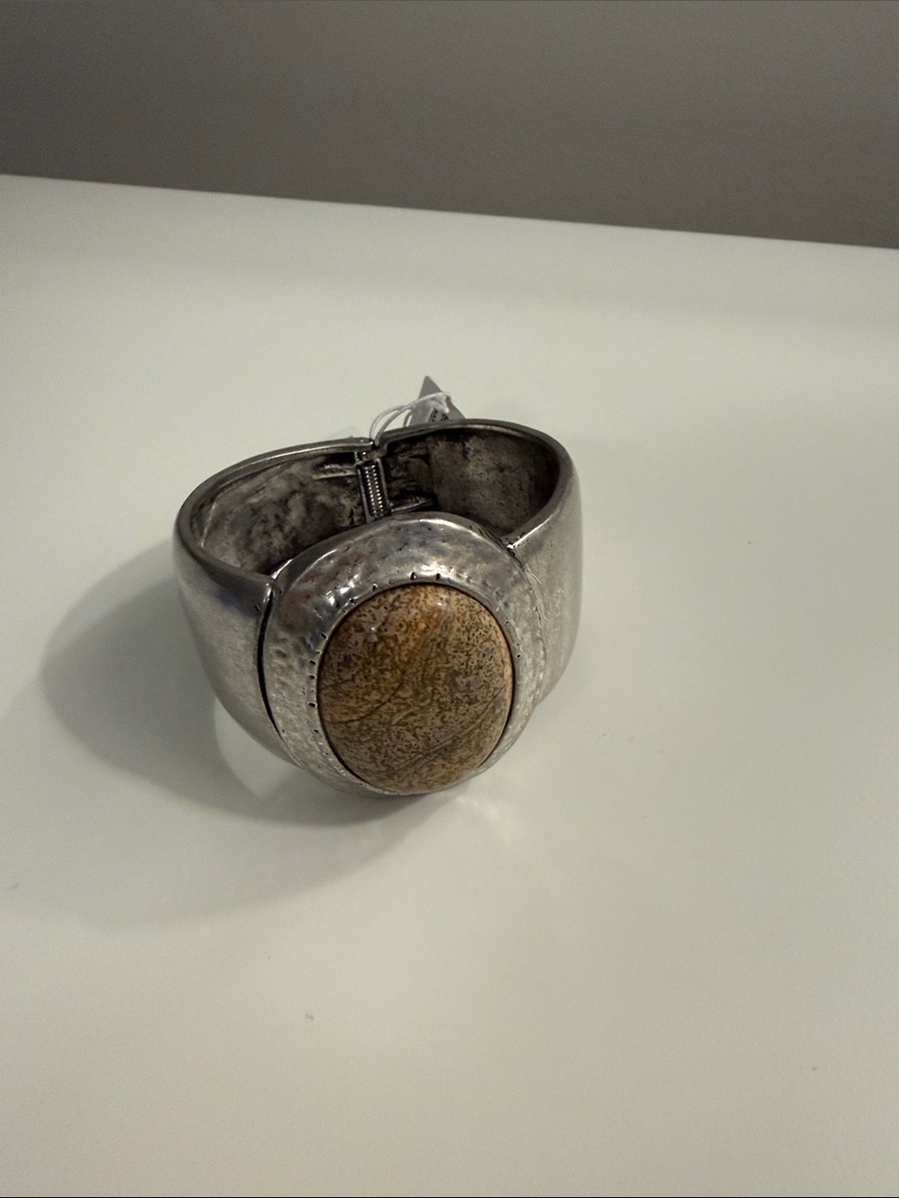 Chico's Silver-Tone Cuff Bracelet with Brown Stone